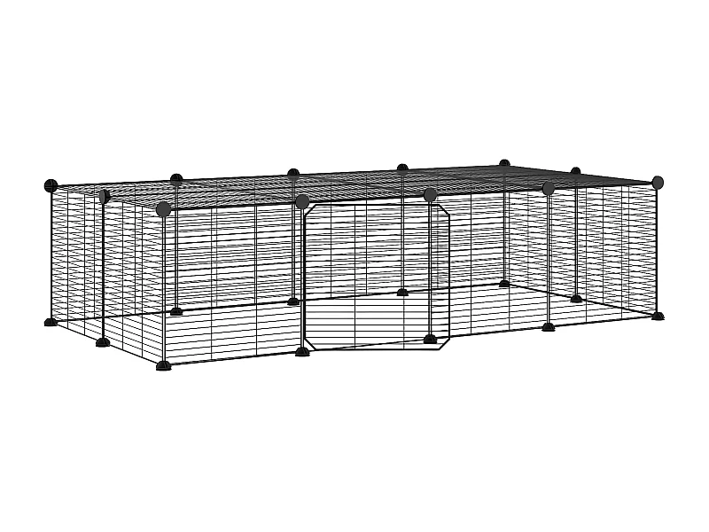 Jaula para mascotas de 20 paneles puerta acero negro 35x35 cm ES734247