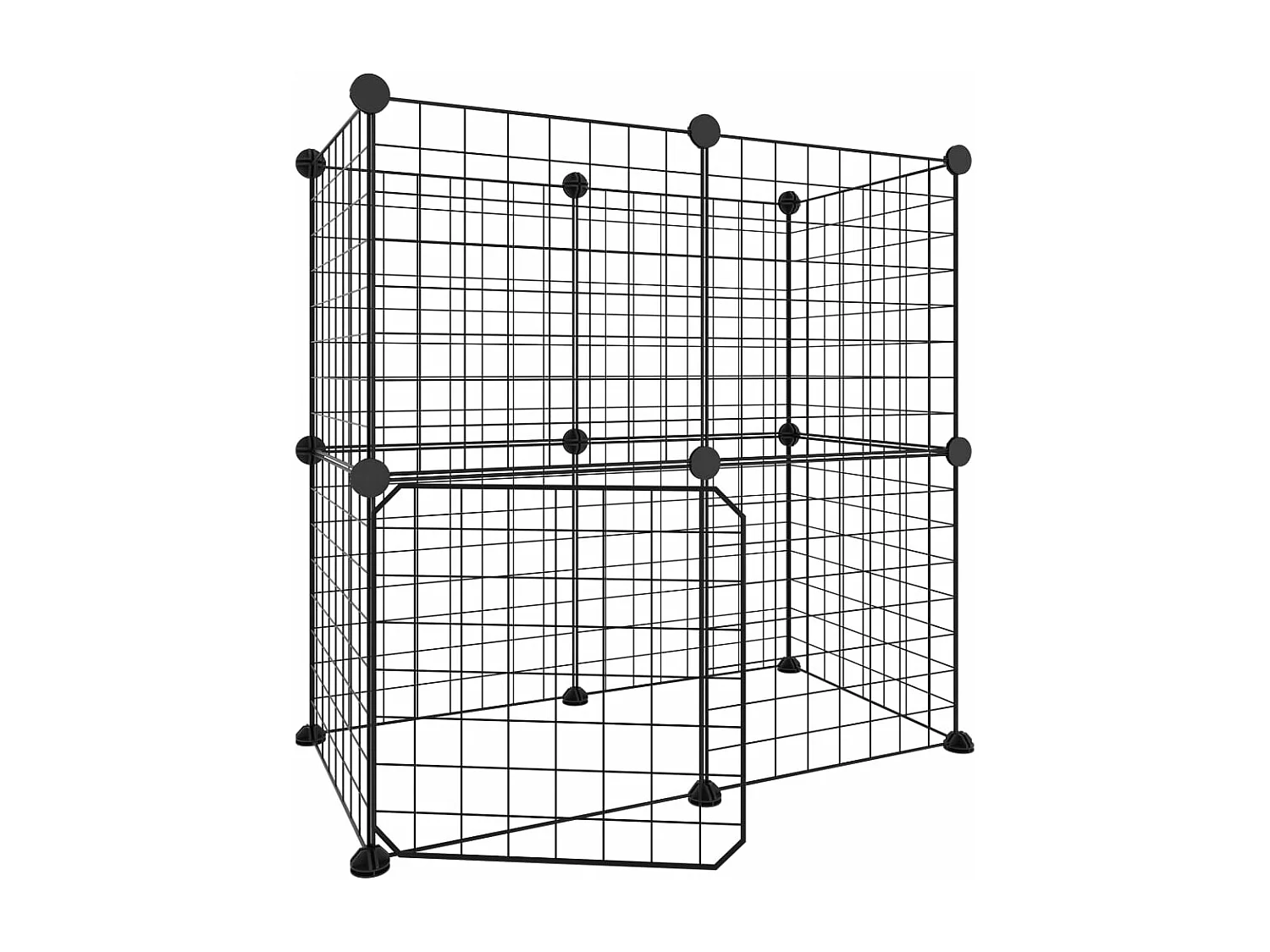 Gaiola p/ animais de 12 painéis c/porta 35x35 cm aço preto PT791350