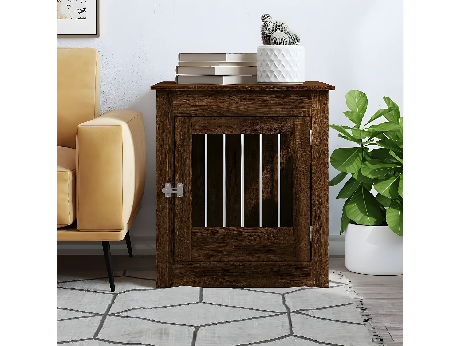 Meuble de cage pour chiens chêne marron 64,5x80x71 cm RG3Q59527