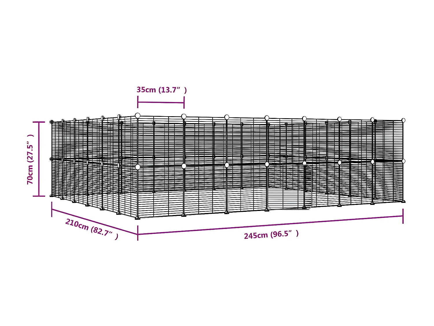 Cage animaux de compagnie à 52 panneaux et porte Noir 35x35 cm RG3Q14016