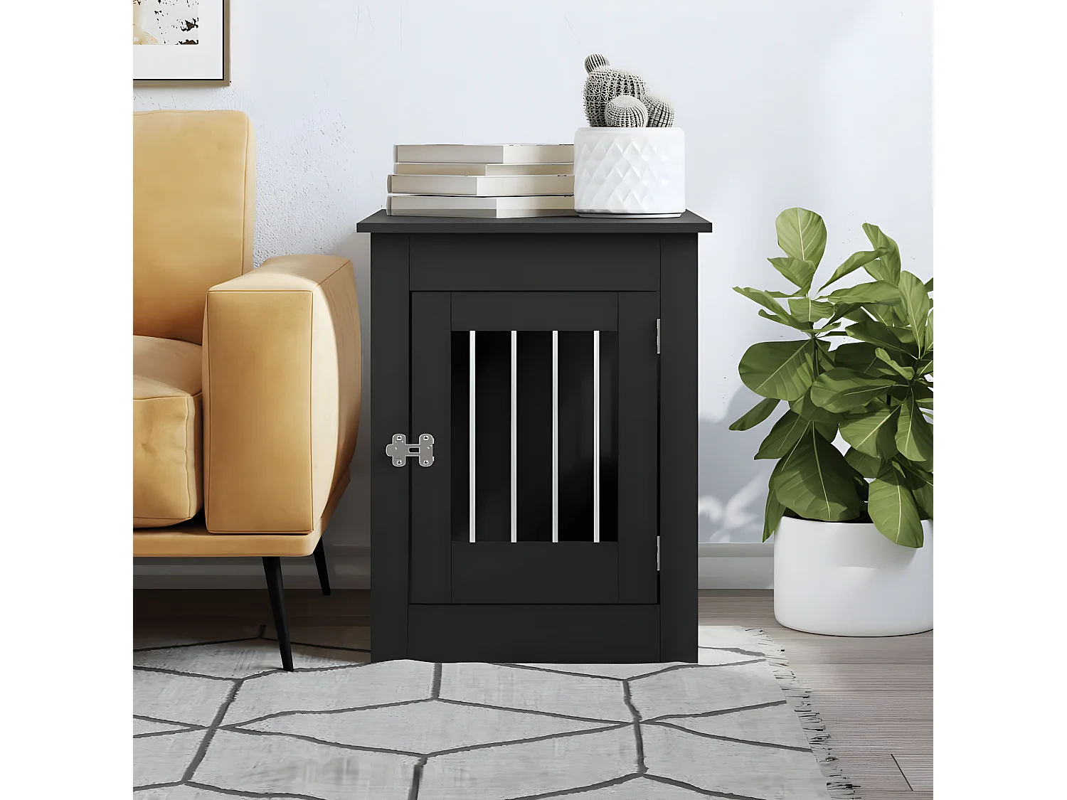 Meuble de cage pour chiens noir 55x80x68 cm bois d'ingénierie RG3Q71914