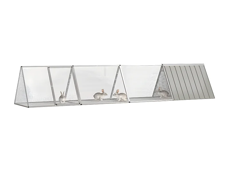 Gaiola p/ coelhos 403,5x80,5x71 cm aço galvanizado cinzento PT875199