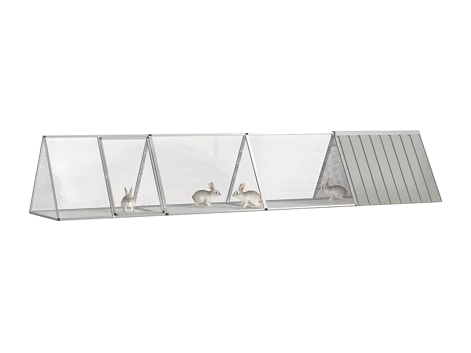 Gaiola p/ coelhos 403,5x80,5x71 cm aço galvanizado cinzento PT875199