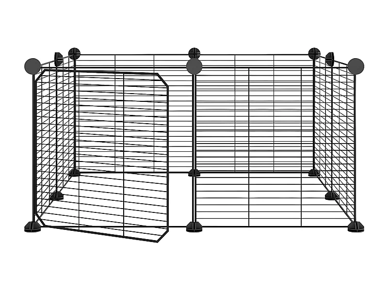 Jaula para mascotas de 8 paneles con puerta acero negro 35x35cm ES366735