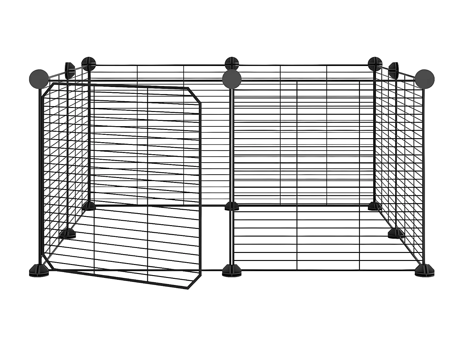Jaula para mascotas de 8 paneles con puerta acero negro 35x35cm ES366735