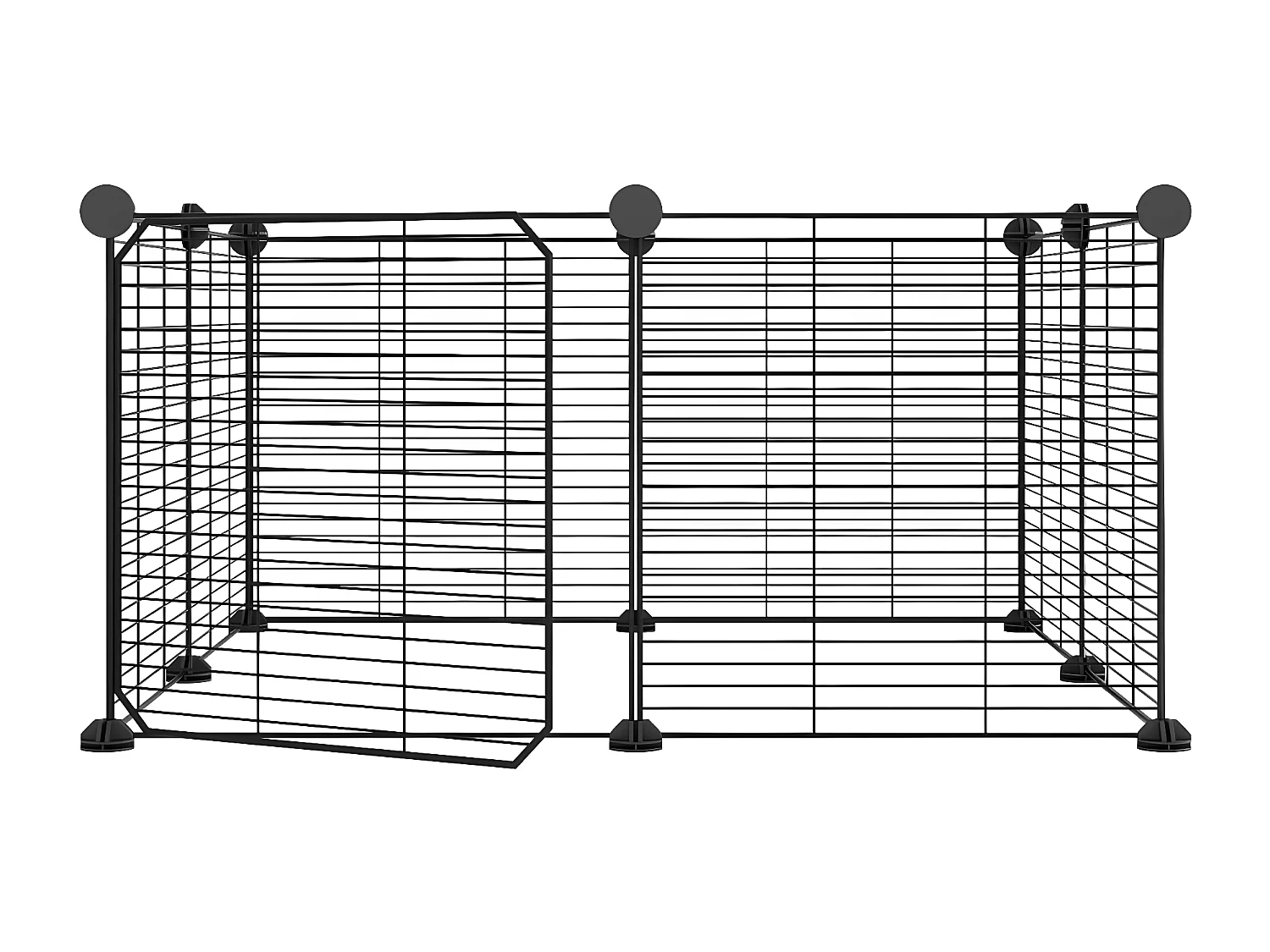 Gaiola p/ animais de 8 painéis c/ porta 35x35 cm aço preto PT257604