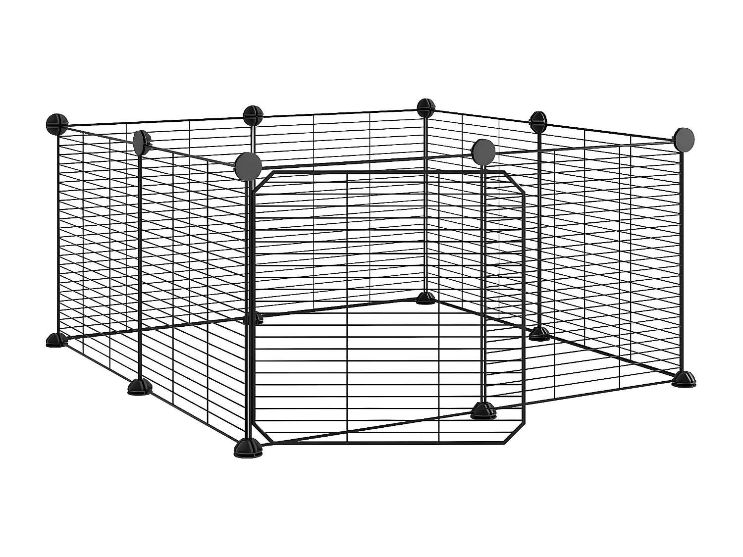 Gaiola p/ animais de 8 painéis c/ porta 35x35 cm aço preto PT257604