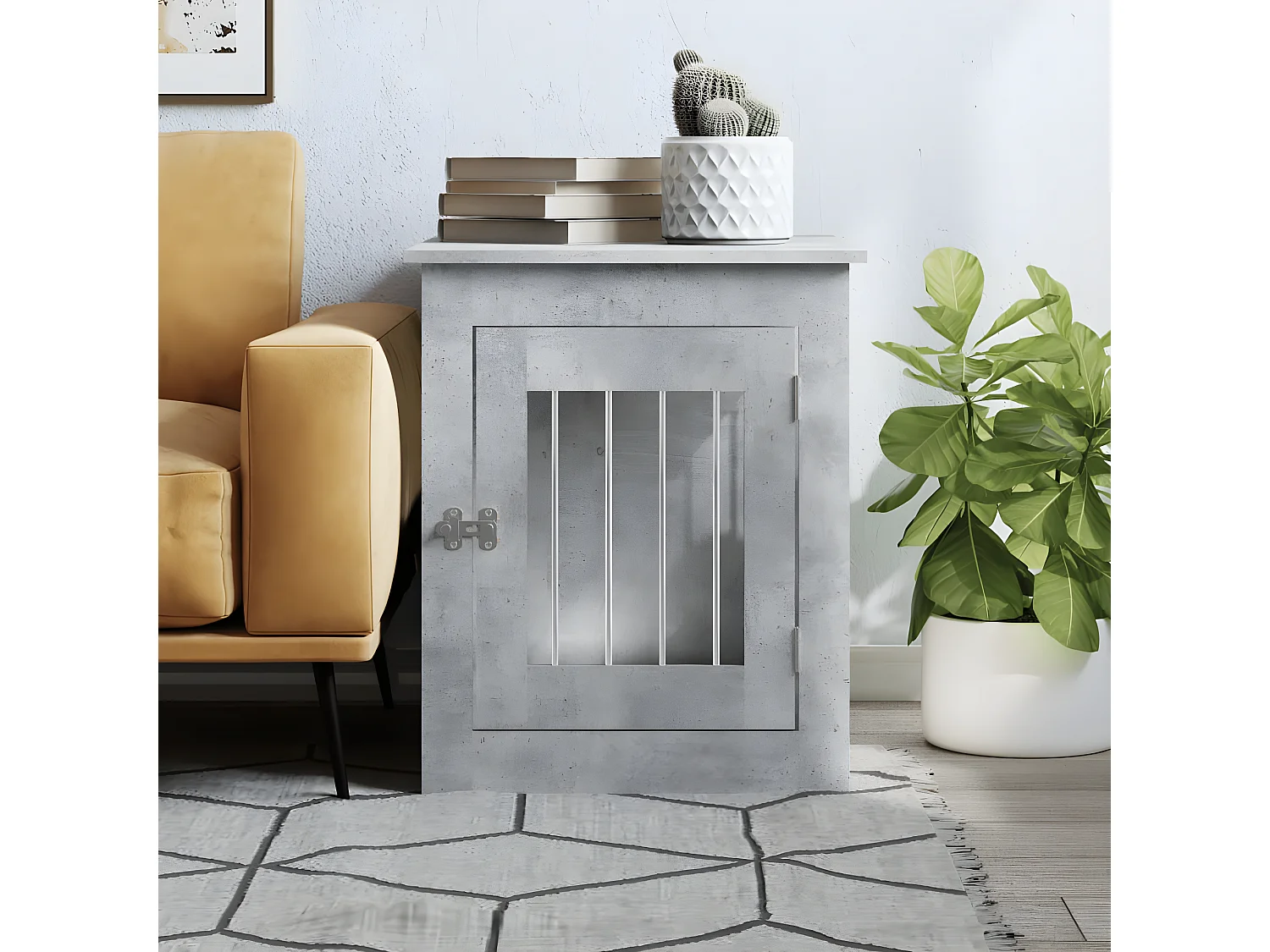 Móvel casota para cão 55x75x65 derivados madeira cinza-cimento PT362479