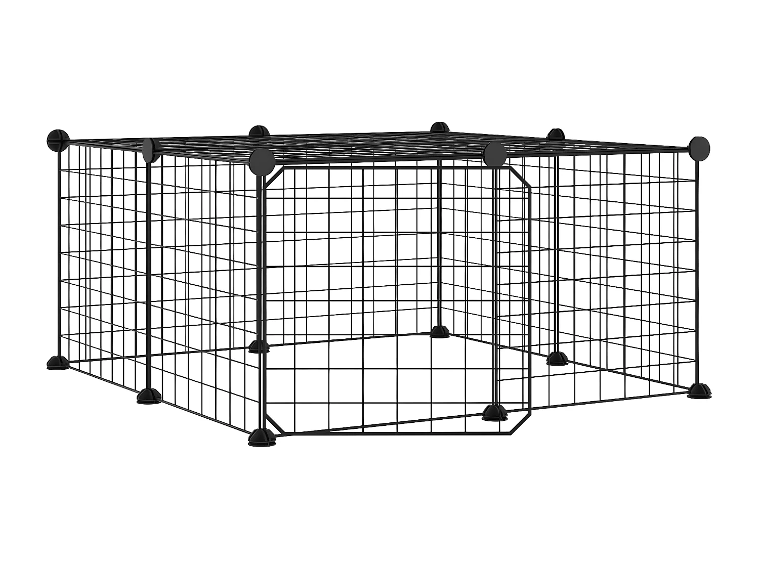 Cage animaux de compagnie à 12 panneaux et porte Noir 35x35 cm RG3Q31115
