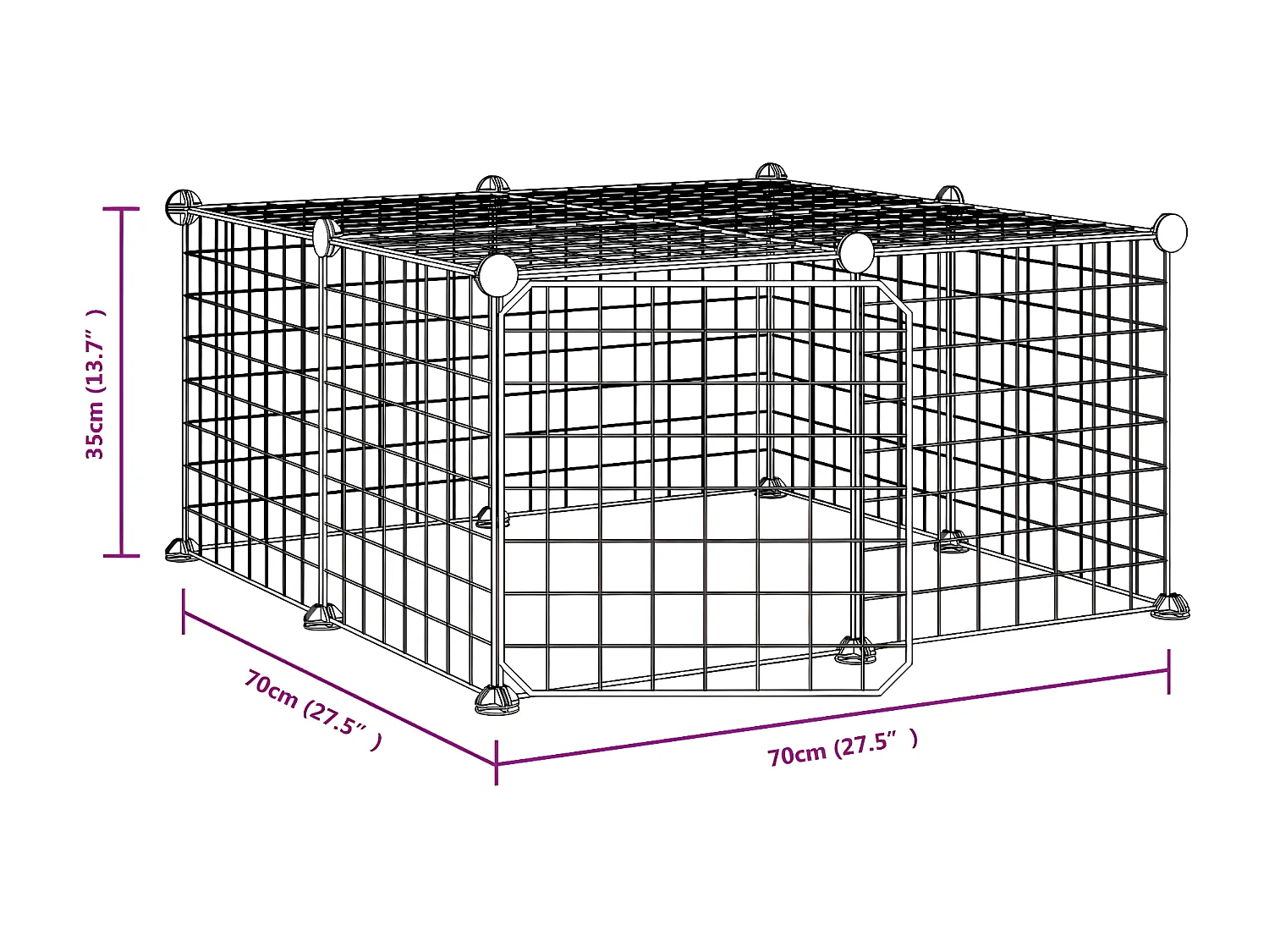 Cage animaux de compagnie à 12 panneaux et porte Noir 35x35 cm RG3Q31115