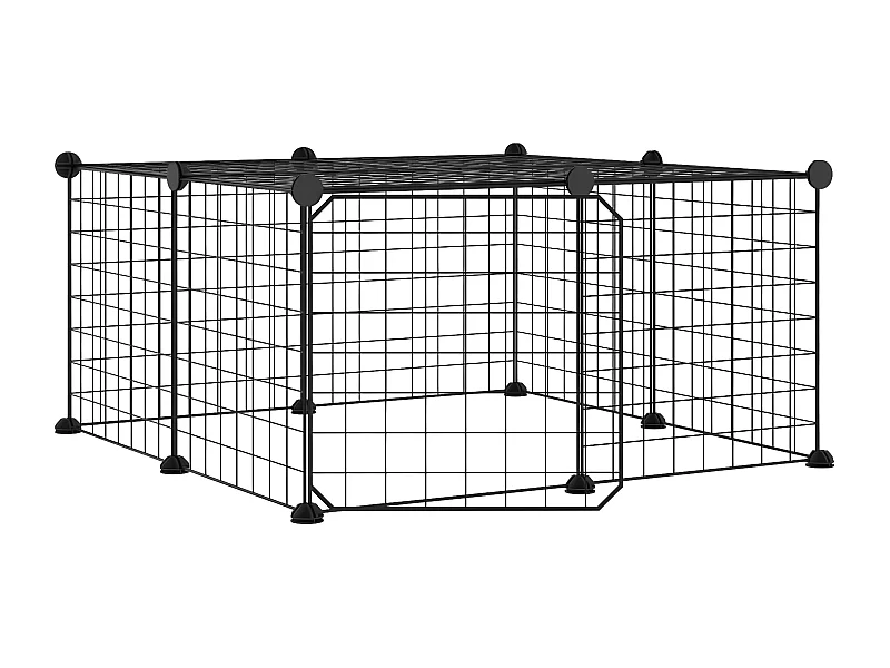 Cage animaux de compagnie à 12 panneaux et porte Noir 35x35 cm RG3Q31115