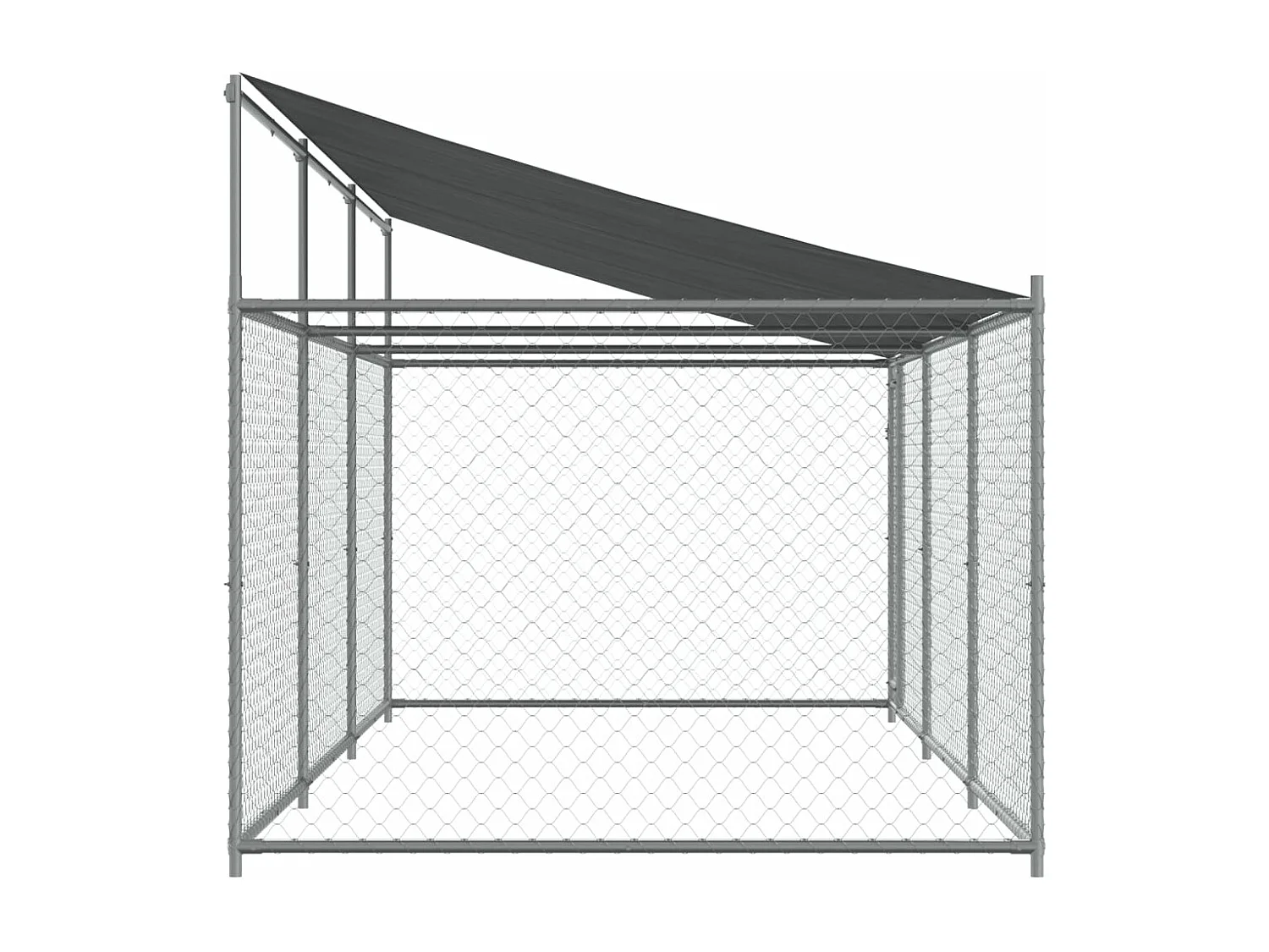 Jaula para cão com telhado/porta 6x2x2 m aço galvanizado cinza PT166777