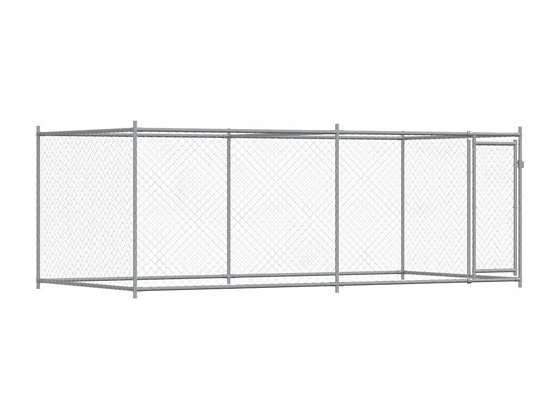 Jaula para cão com porta 4x2x1,5 m aço galvanizado cinzento PT179725