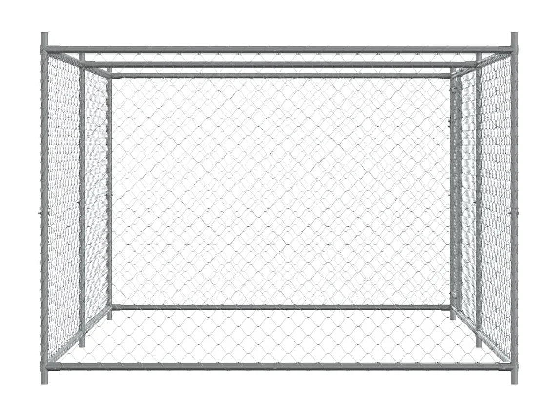Jaula para cão com porta 4x2x1,5 m aço galvanizado cinzento PT179725