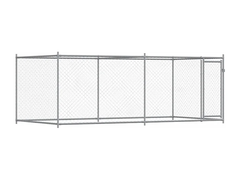Cage pour chien avec porte gris 4x2x1,5 m acier galvanisé RG3Q95527
