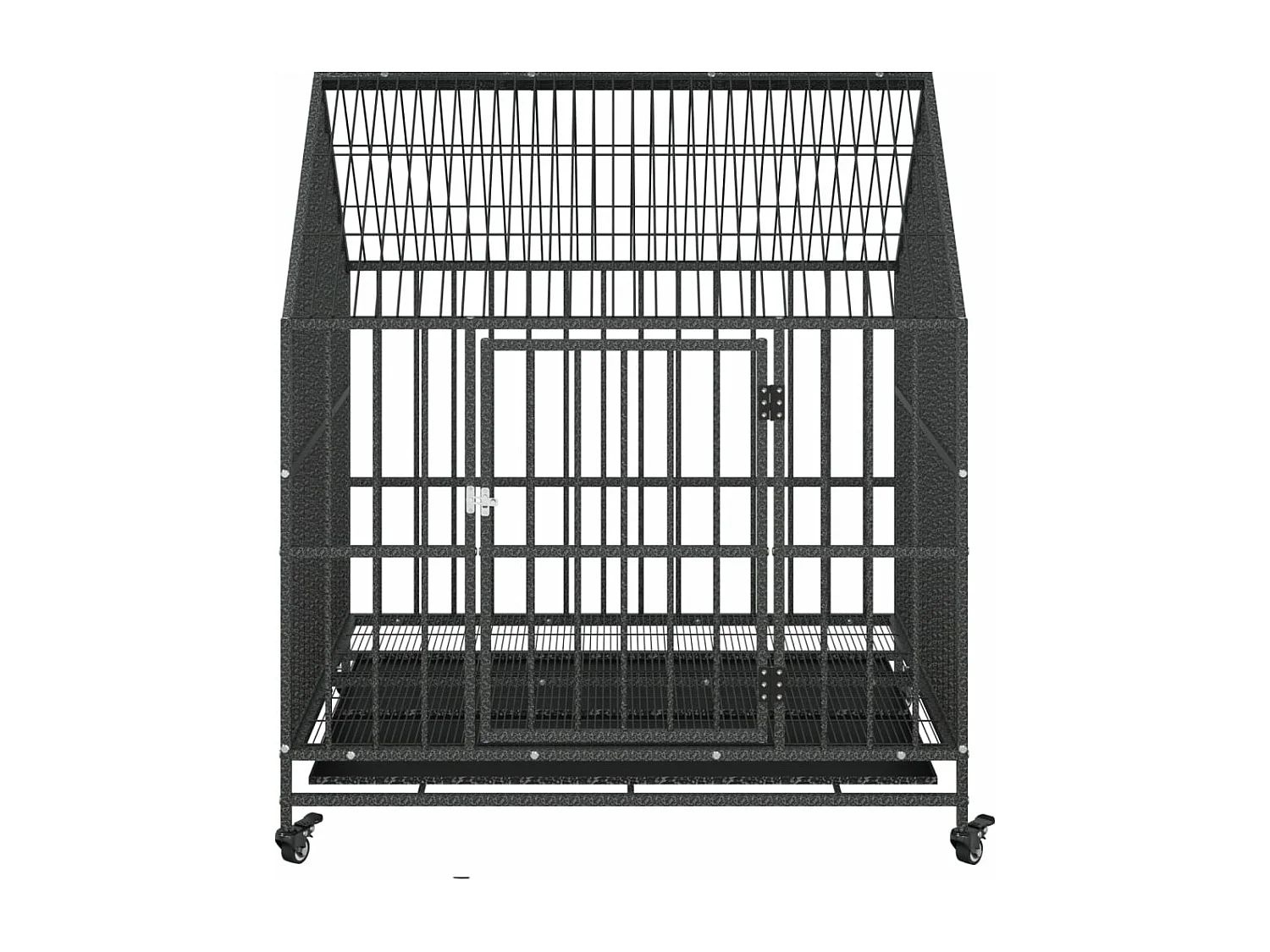 Cage pour chien avec roues noir gris acier galvanisé RG3Q14814
