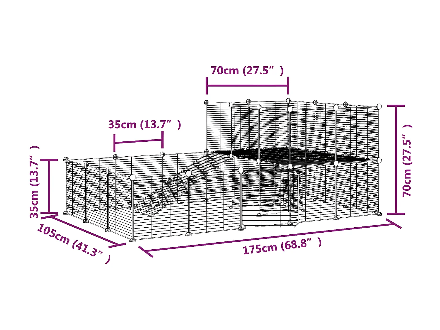 Jaula para mascotas de 36 paneles puerta acero negro 35x35 cm ES661787