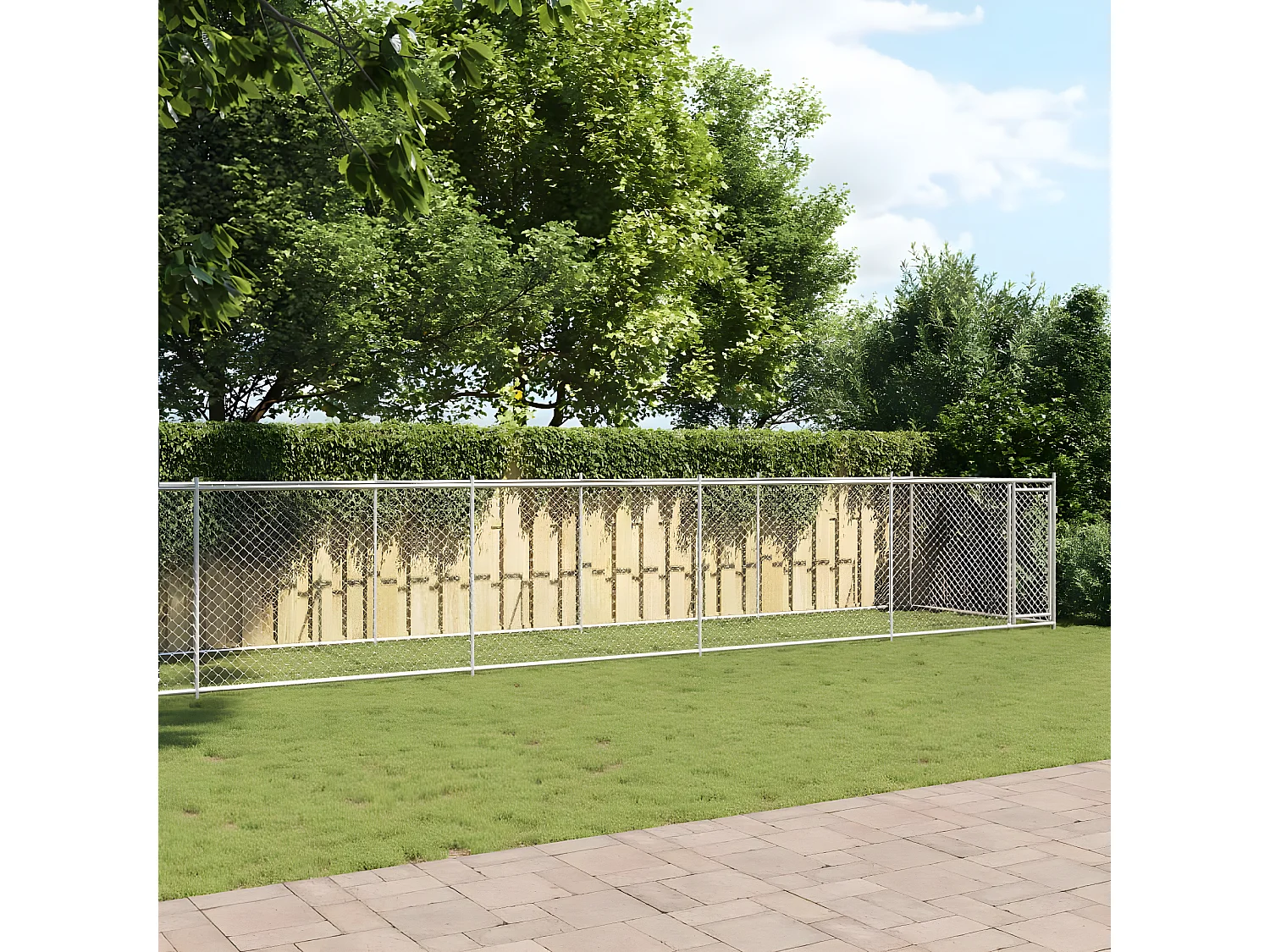 Jaula para cão com porta 10x2x1,5 m aço galvanizado cinzento PT283198