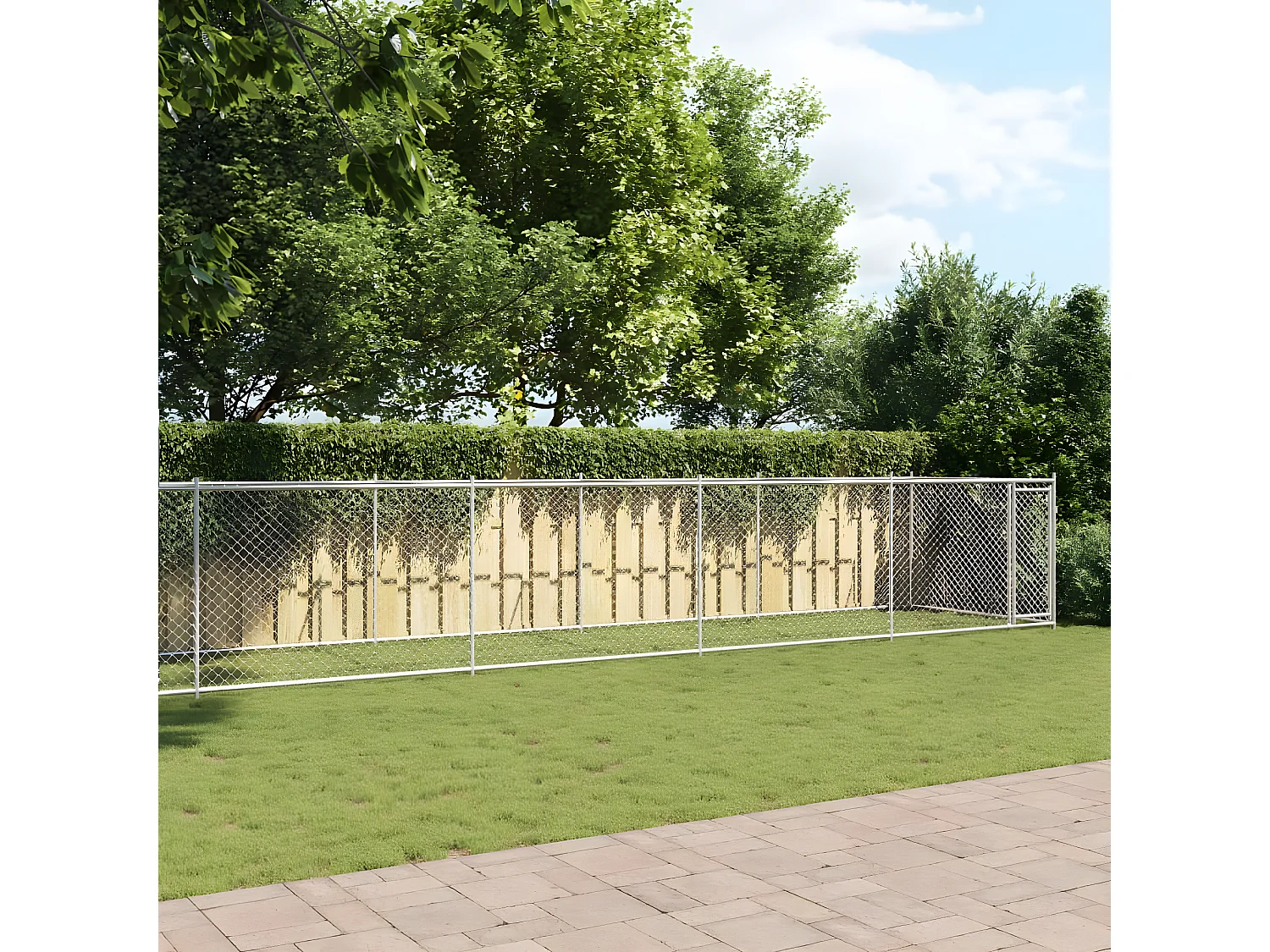 Cage pour chien avec porte gris 10x2x1,5 m acier galvanisé RG3Q61148