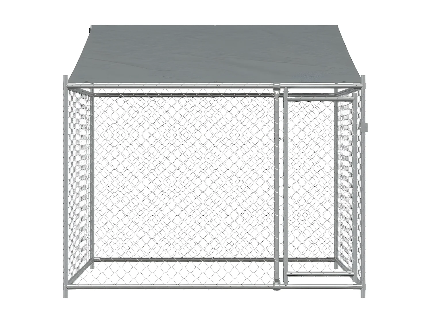 Jaula para cão com telhado/porta 2x2x2 m aço galvanizado cinza PT377647
