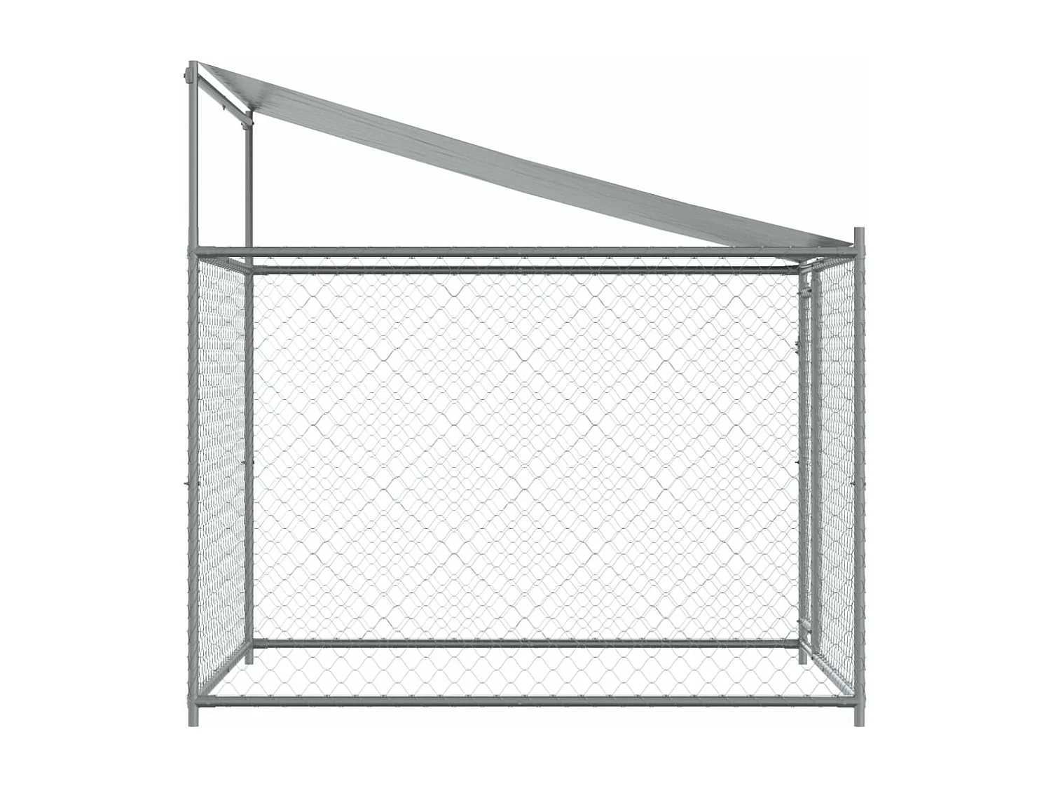 Jaula para cão com telhado/porta 2x2x2 m aço galvanizado cinza PT377647