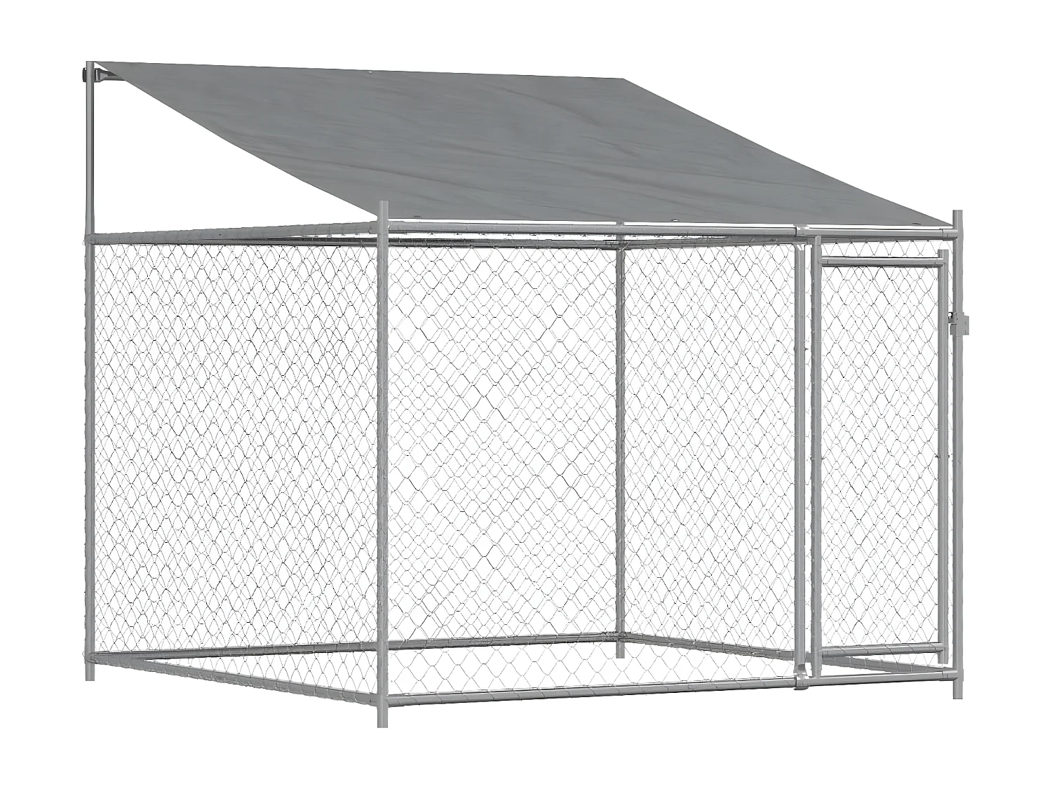 Jaula para cão com telhado/porta 2x2x2 m aço galvanizado cinza PT377647