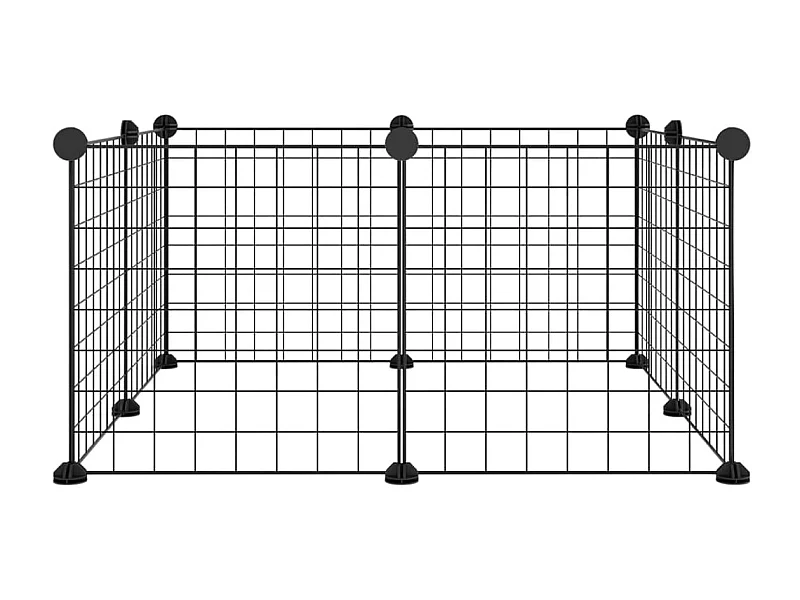 Gaiola p/ animais de estimação com 8 painéis 35x35 cm aço preto PT785075
