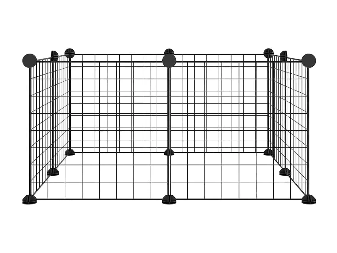 Gaiola p/ animais de estimação com 8 painéis 35x35 cm aço preto PT785075