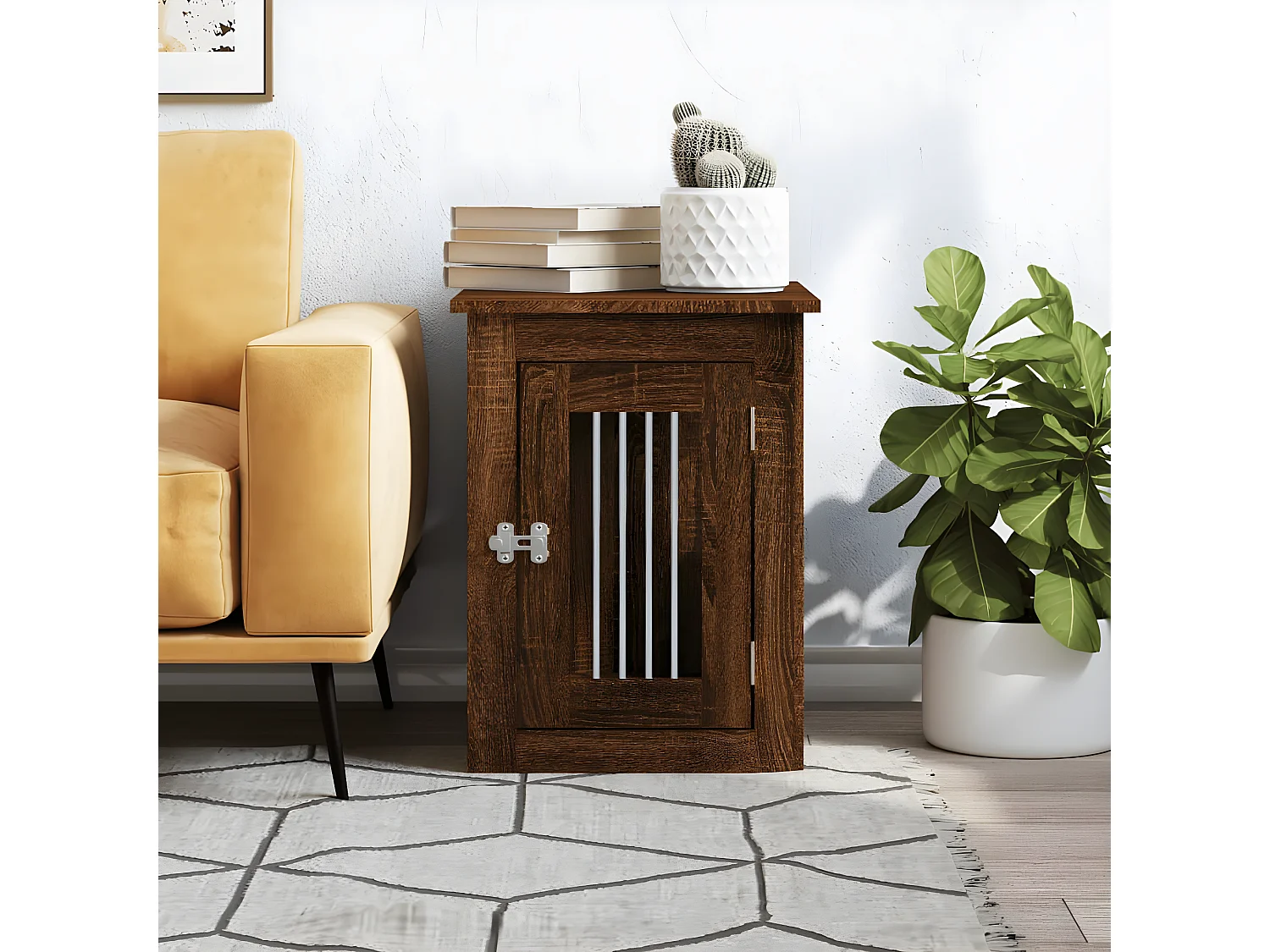 Meuble de cage pour chiens chêne marron 45x62x59 cm RG3Q80358