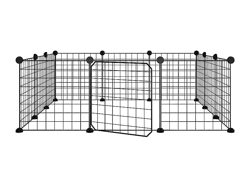 Gaiola p/ animais de 12 painéis c/porta 35x35 cm aço preto PT112151