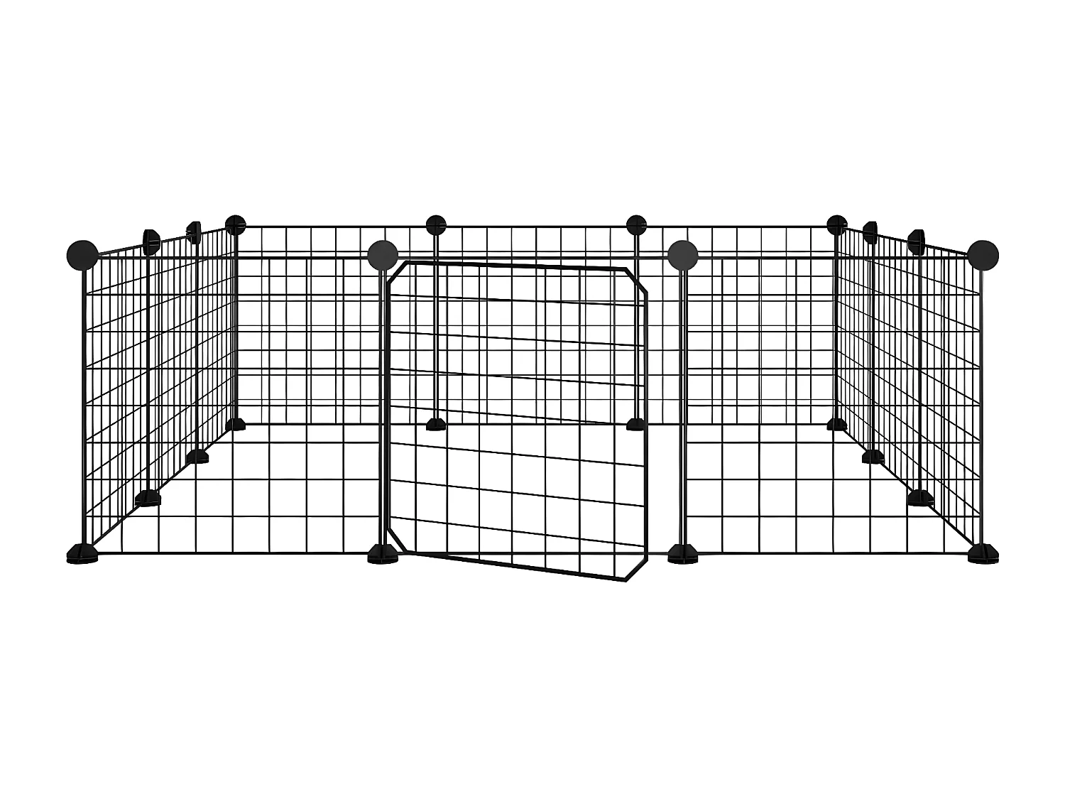 Gaiola p/ animais de 12 painéis c/porta 35x35 cm aço preto PT112151