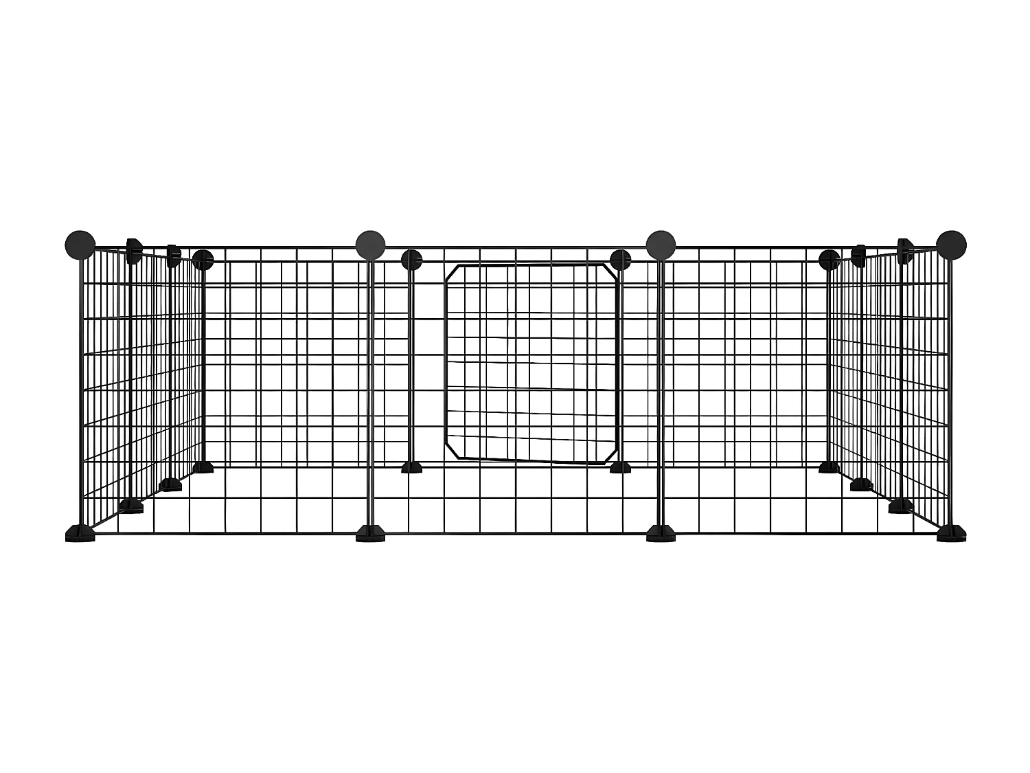 Gaiola p/ animais de 12 painéis c/porta 35x35 cm aço preto PT112151