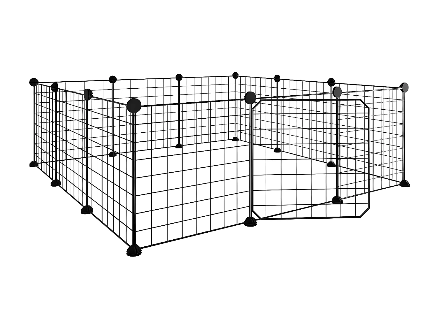 Cage animaux de compagnie à 12 panneaux et porte Noir 35x35 cm RG3Q33483