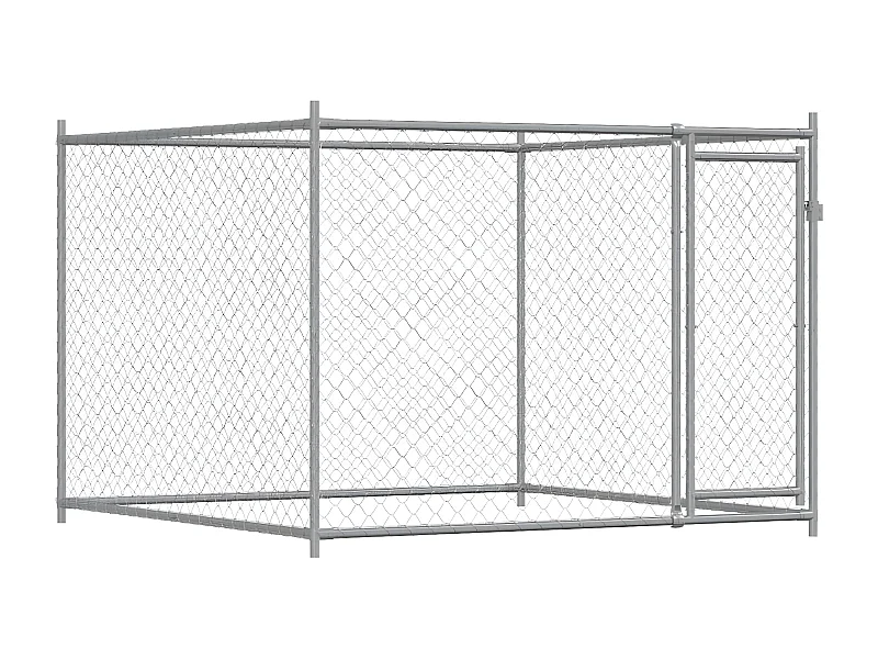 Jaula de perros con puerta acero galvanizado gris 2x2x1,5 m ES789382