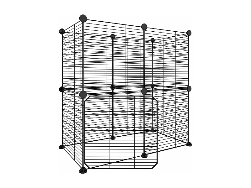 Gaiola p/ animais de 12 painéis c/porta 35x35 cm aço preto PT717751