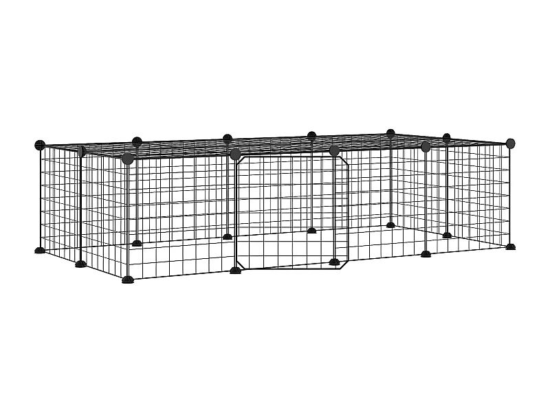 Gaiola p/ animais de 20 painéis c/ porta 35x35 cm aço preto PT438663