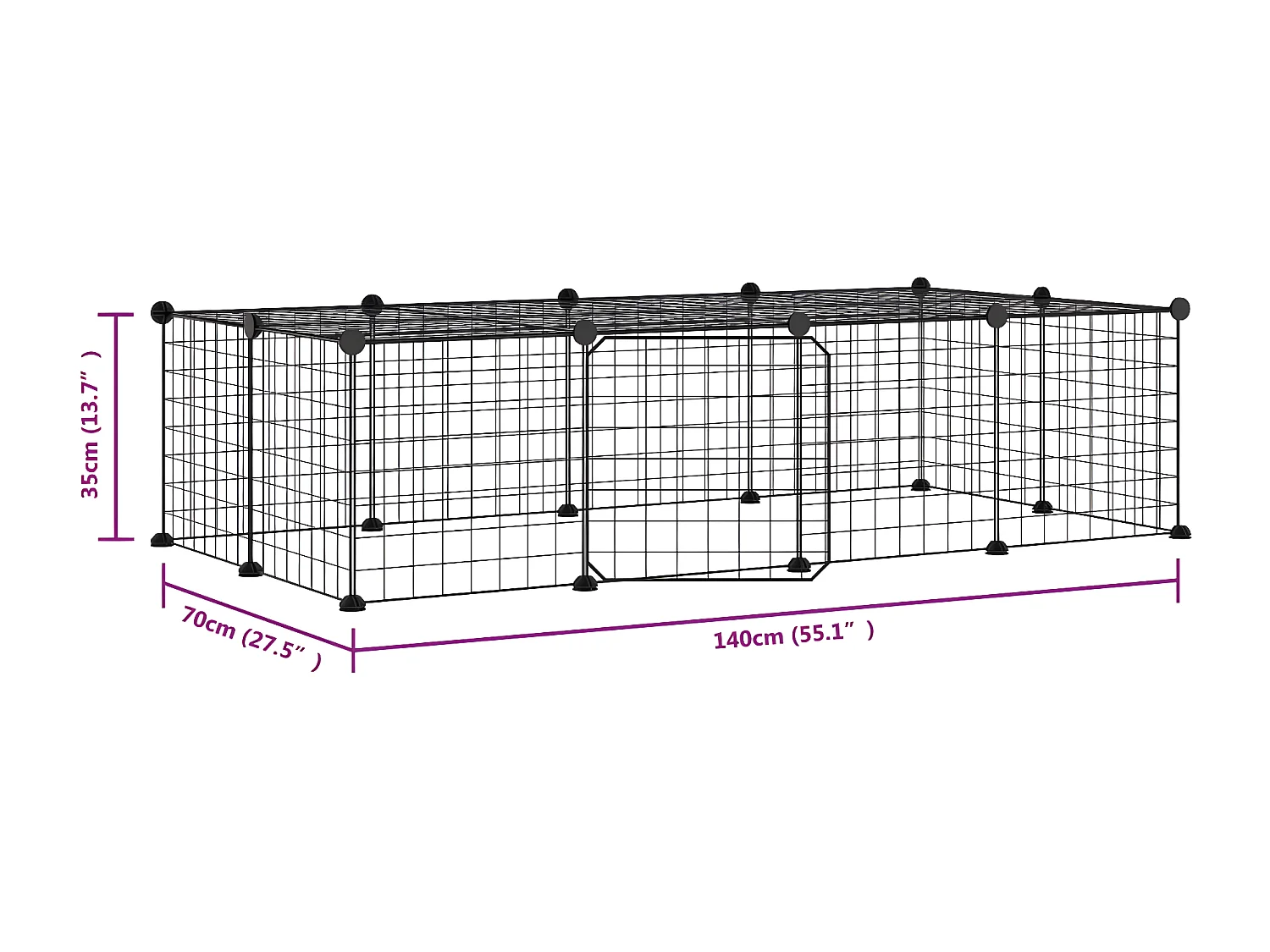 Cage animaux de compagnie à 20 panneaux et porte Noir 35x35 cm RG3Q72832