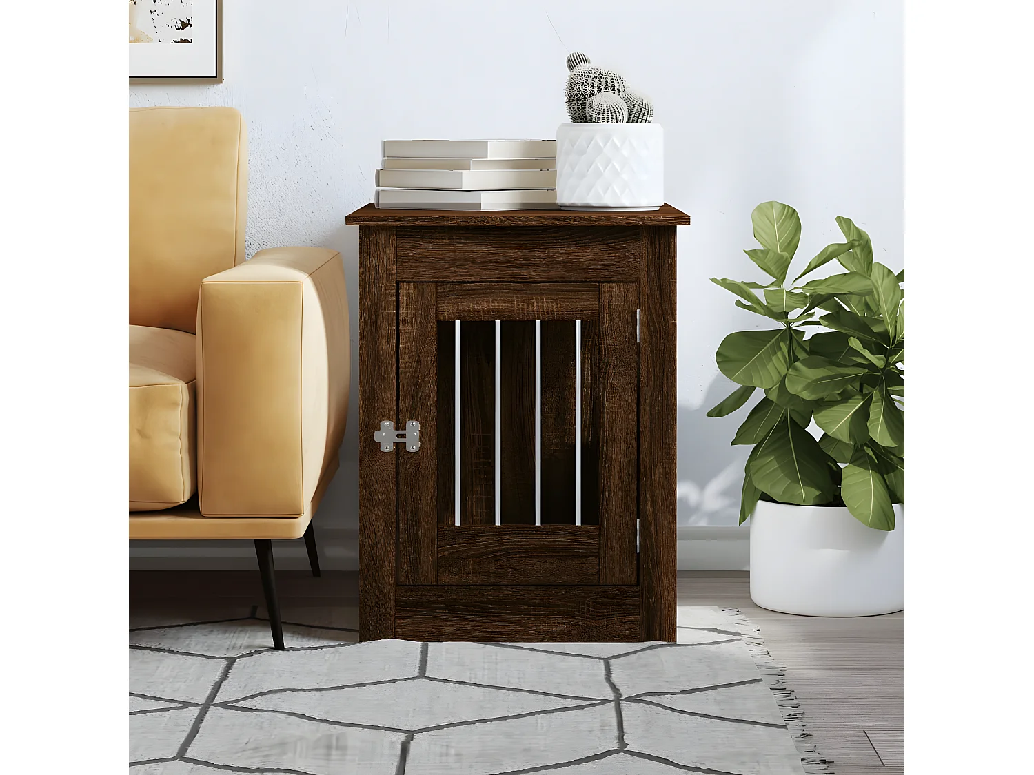 Meuble de cage pour chiens chêne marron 55x80x68 cm RG3Q24222