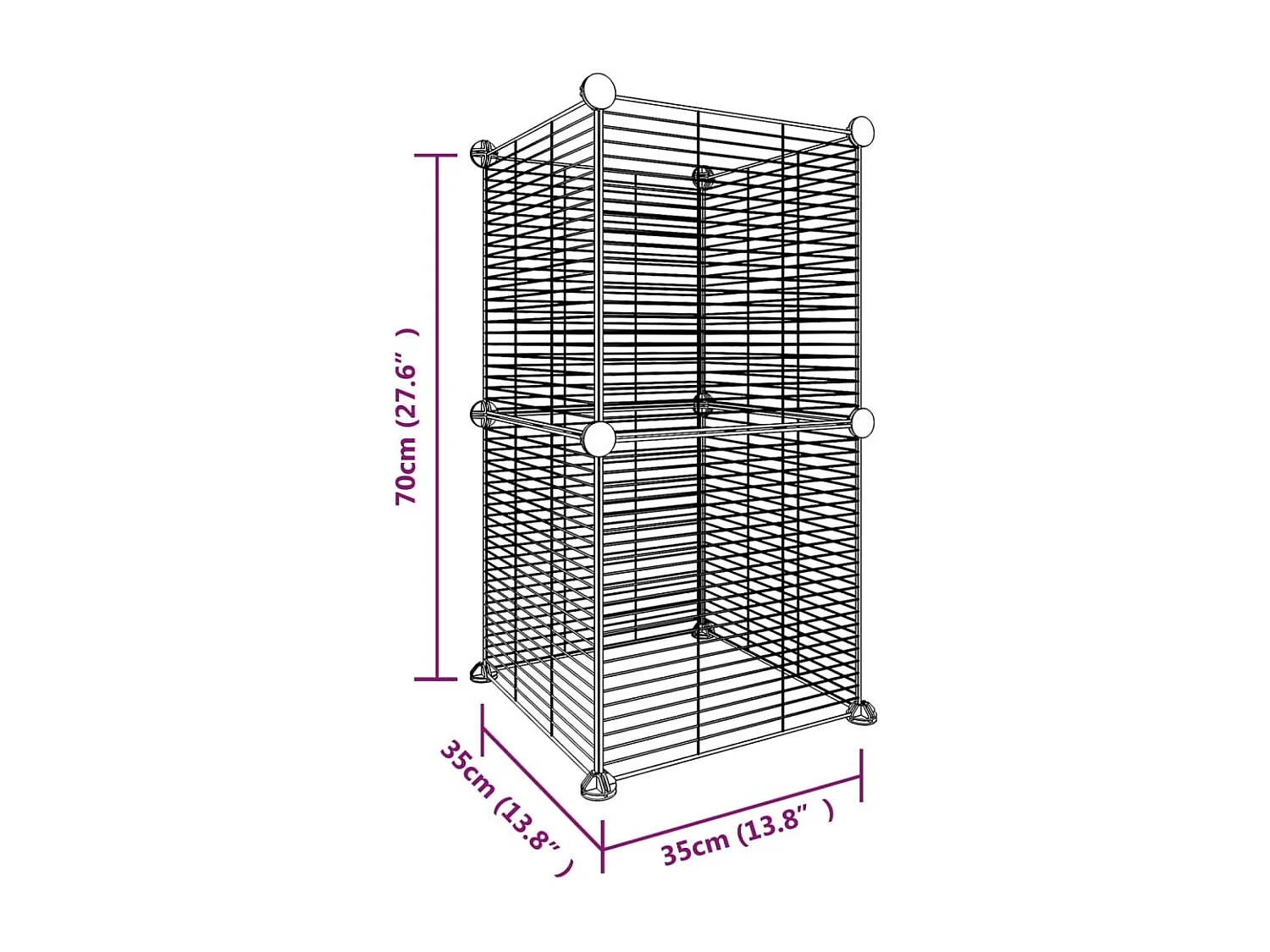 Cage animaux de compagnie à 8 panneaux Noir 35x35 cm Acier RG3Q29243
