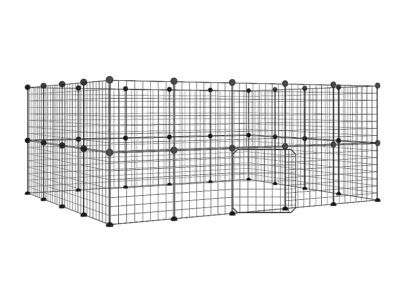 Gaiola p/ animais de 36 painéis c/ porta 35x35 cm aço preto PT837080