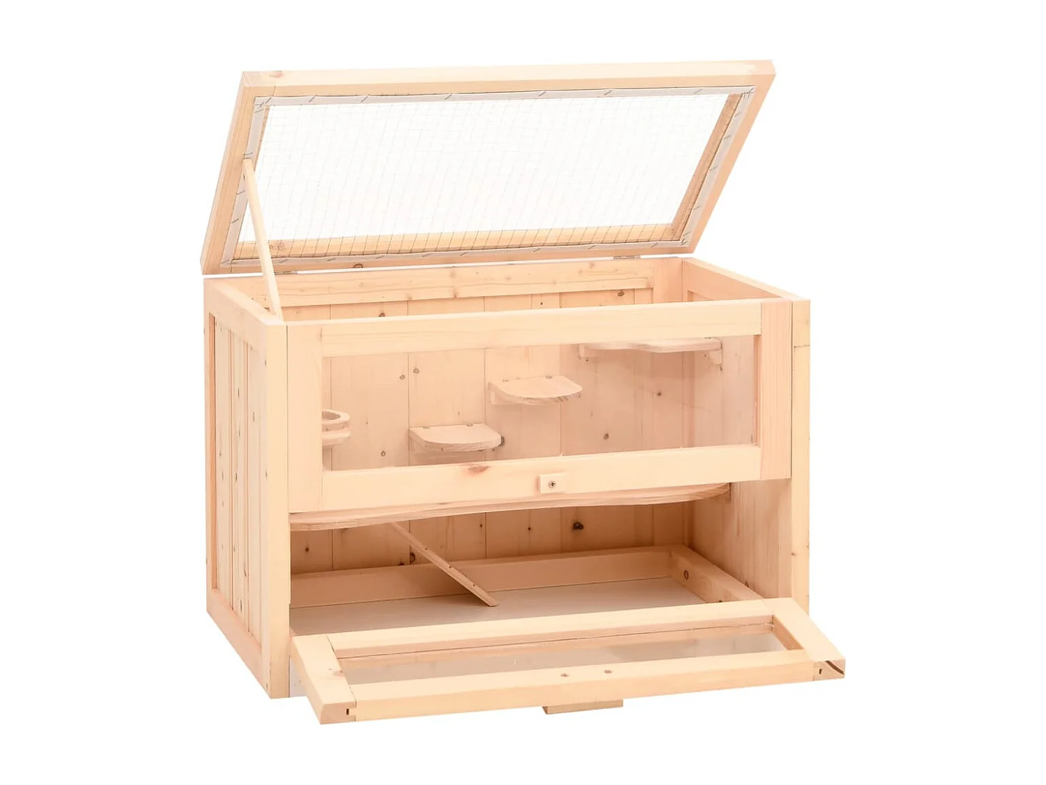 Gaiola para hamster 60x35,5x42 cm madeira de abeto maciça PT148508