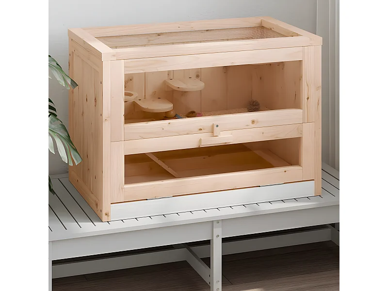 Gaiola para hamster 60x35,5x42 cm madeira de abeto maciça PT148508