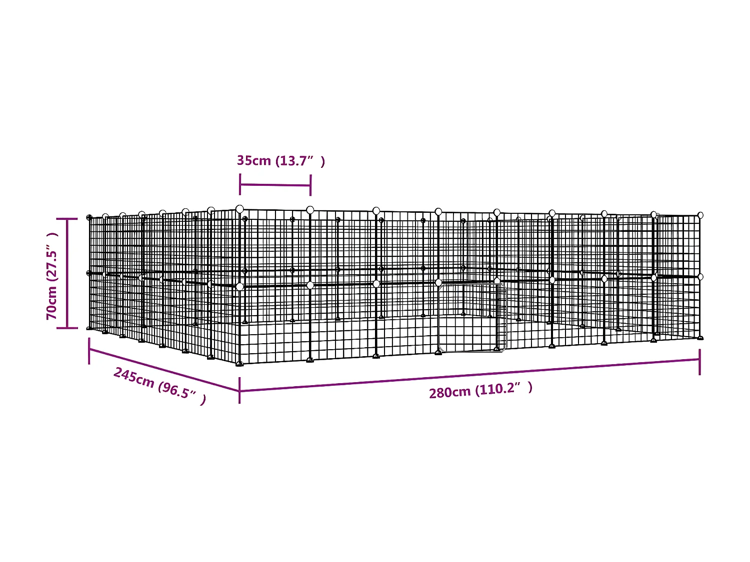 Jaula para mascotas de 60 paneles puerta acero negro 35x35 cm ES692067