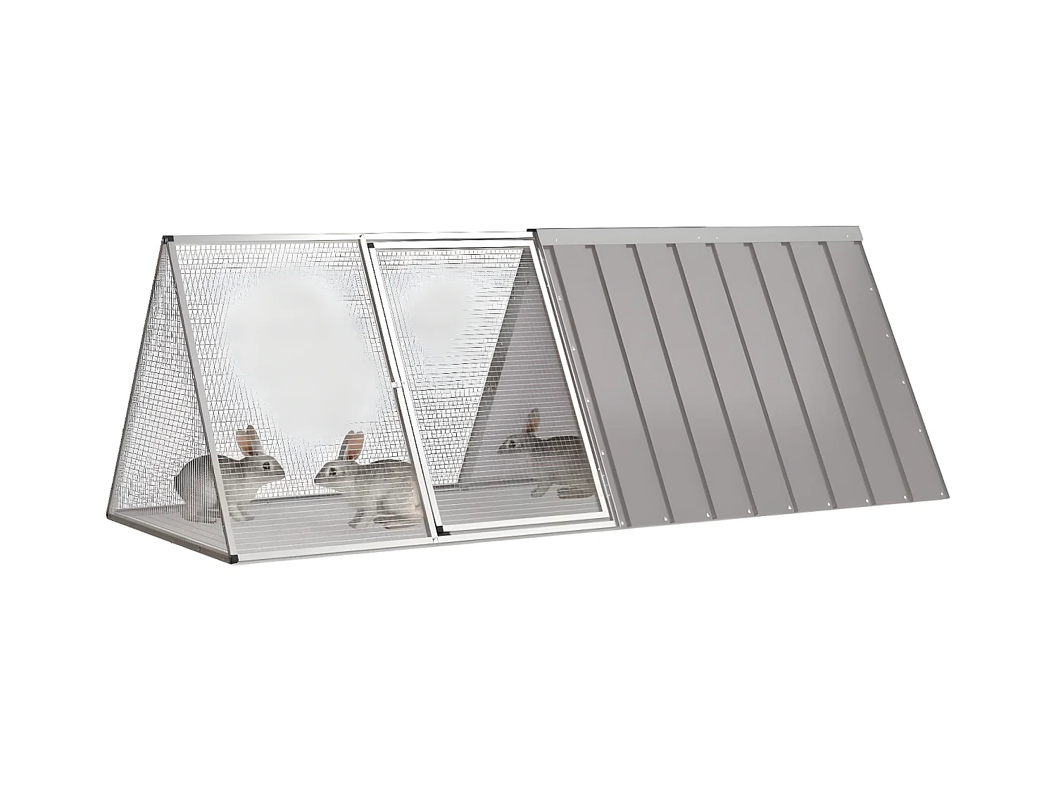 Gaiola p/ coelhos 201,5x80,5x71 cm aço galvanizado cinzento PT747282