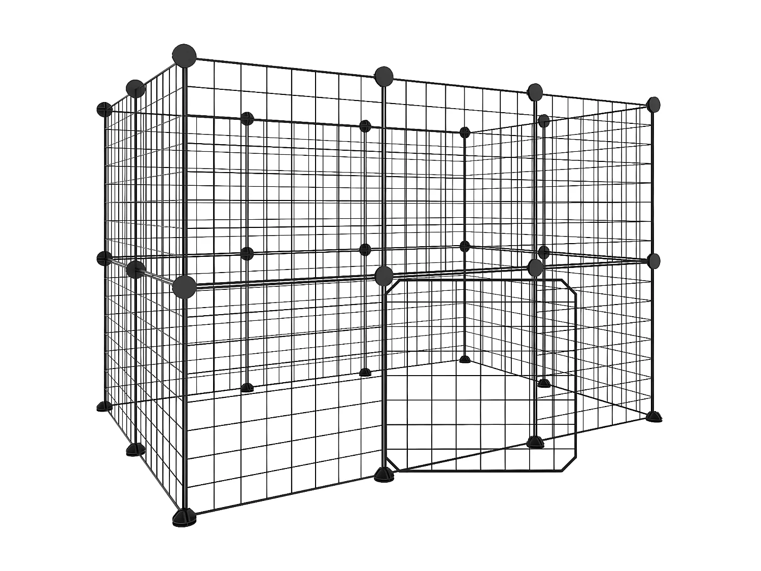 Jaula para mascotas de 20 paneles puerta acero negro 35x35 cm ES141792