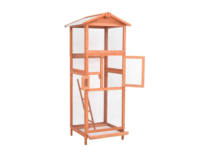 Gaiola para pássaros 68x62x166 cm madeira de abeto maciça PT825920