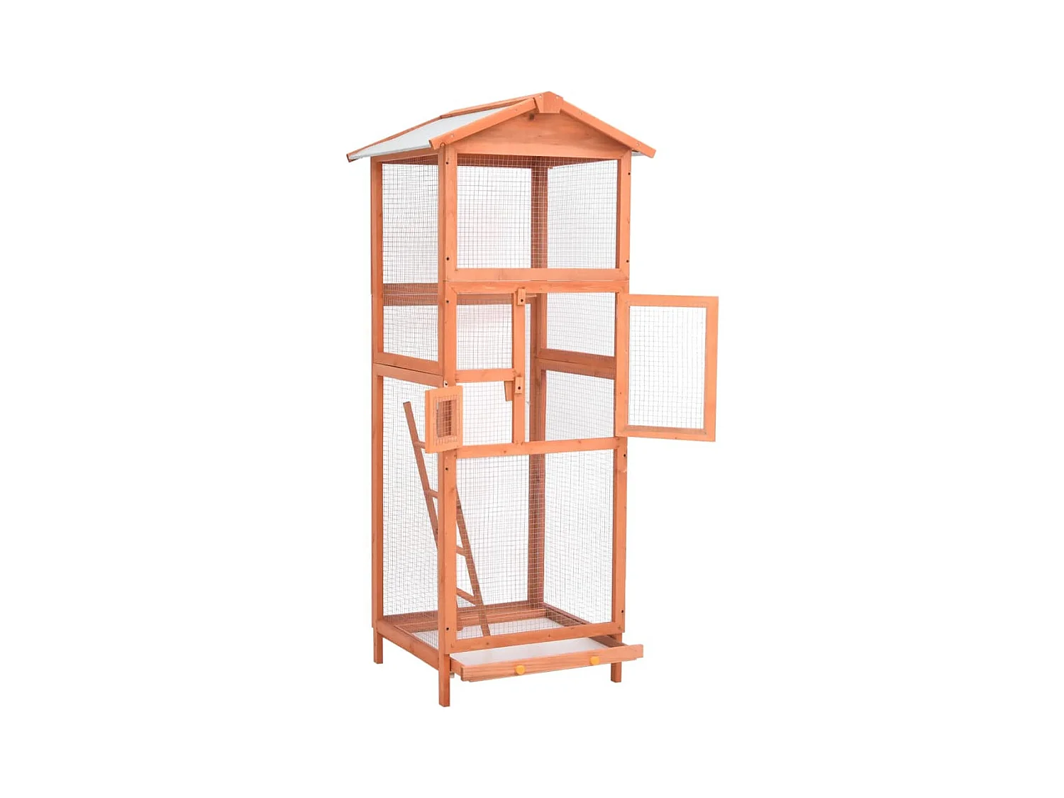 Cage à oiseaux 68x62x166 cm bois de sapin massif RG3Q93952
