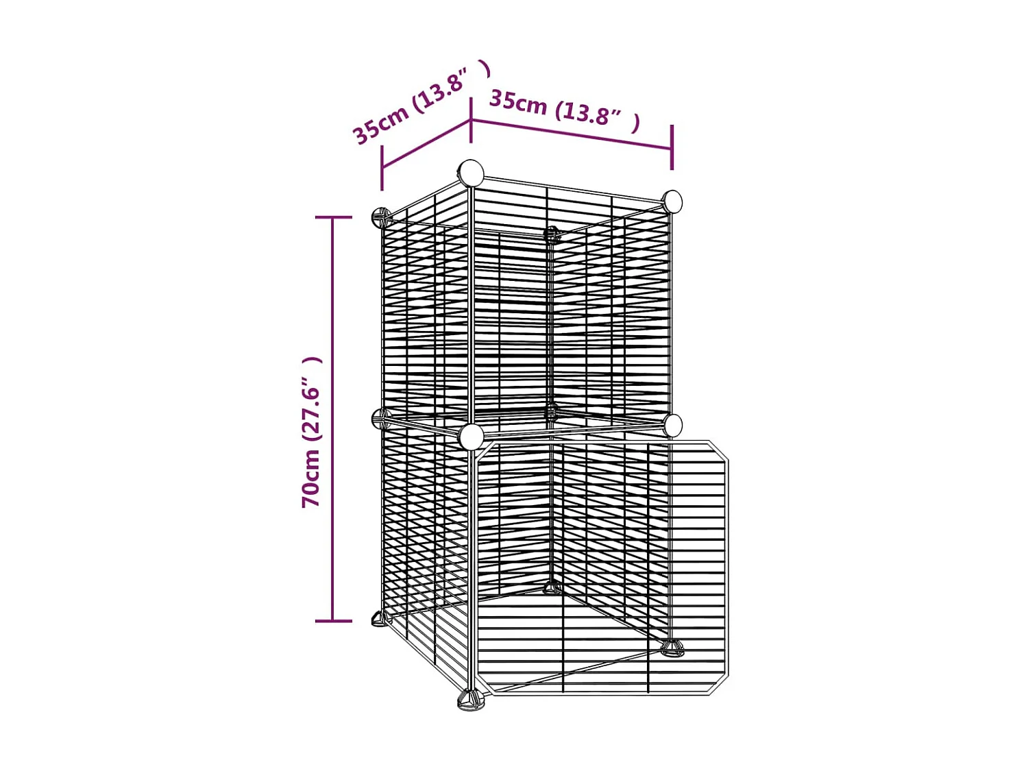 Cage animaux de compagnie à 8 panneaux et porte Noir 35x35 cm RG3Q12457