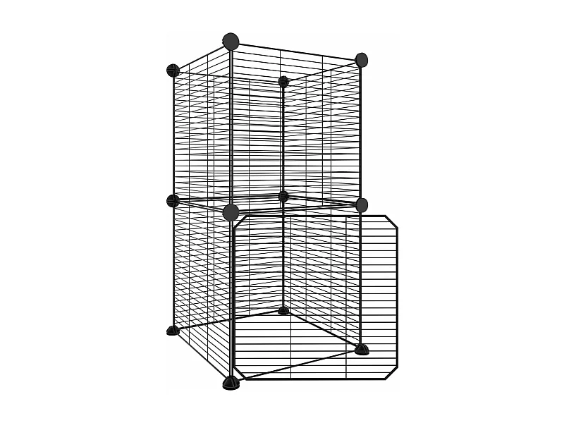 Cage animaux de compagnie à 8 panneaux et porte Noir 35x35 cm RG3Q12457