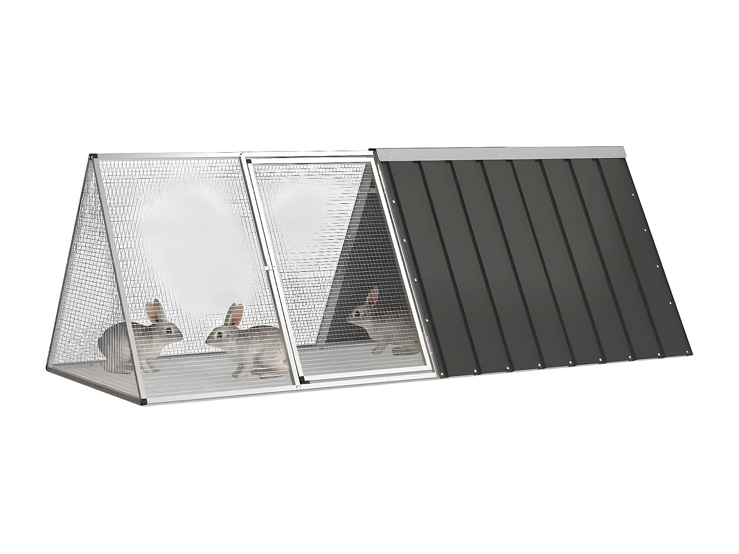 Gaiola p/ coelhos 201,5x80,5x71 cm aço galvanizado antracite PT334126
